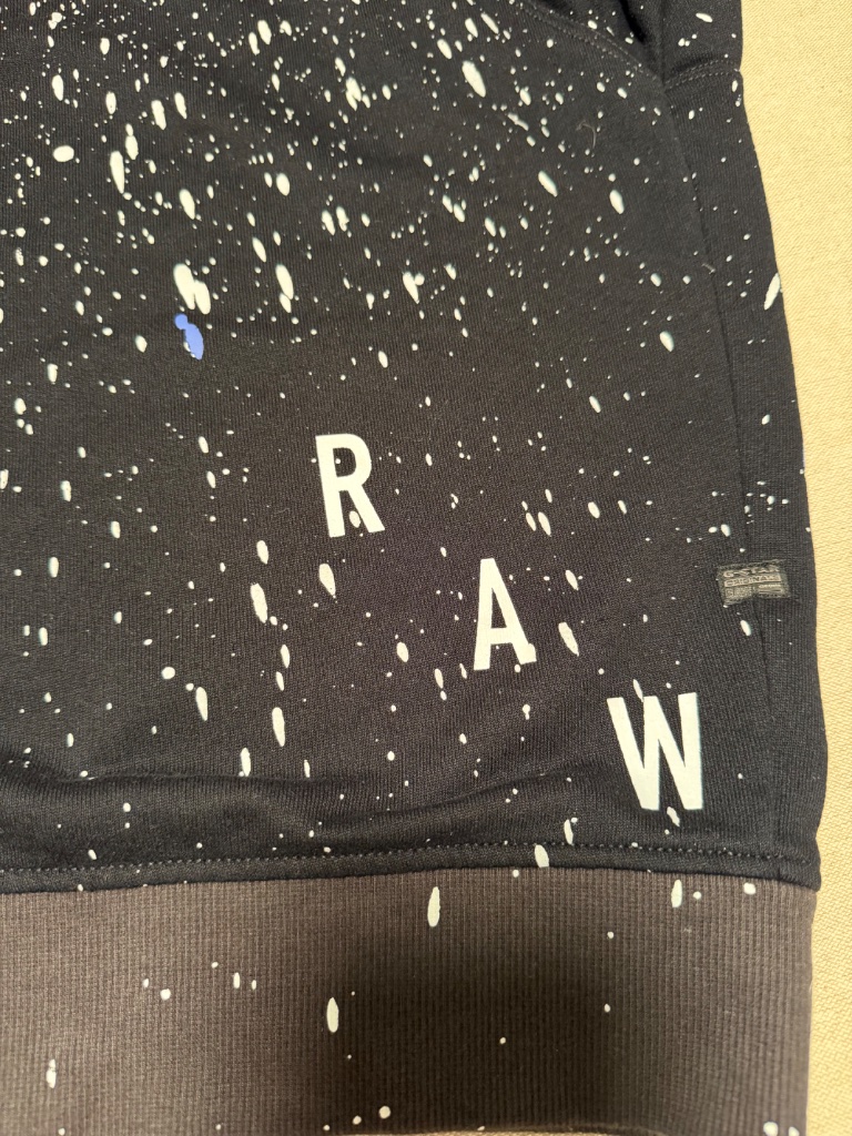 G-Star Raw Paint Splatter Crewneck Sweatshirt Black White Boyfriend Fit Size L — image 5 of 8